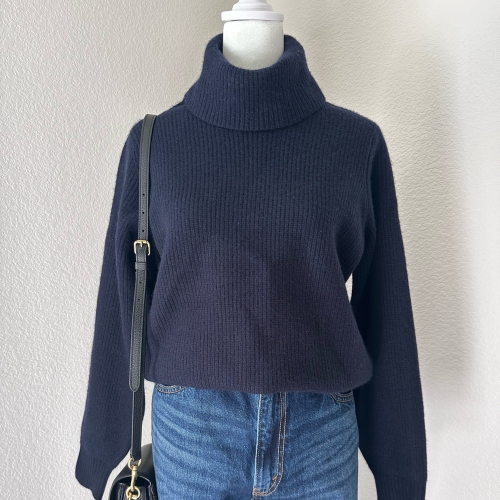 Joules Navy Blue Wool/Cashmere Turtleneck Sweater